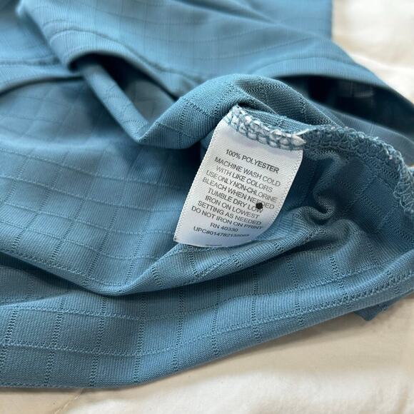 Haggar Blue Grid Pattern Polo Shirt Short Sleeve Men’s Size Large - Picture 4 of 4